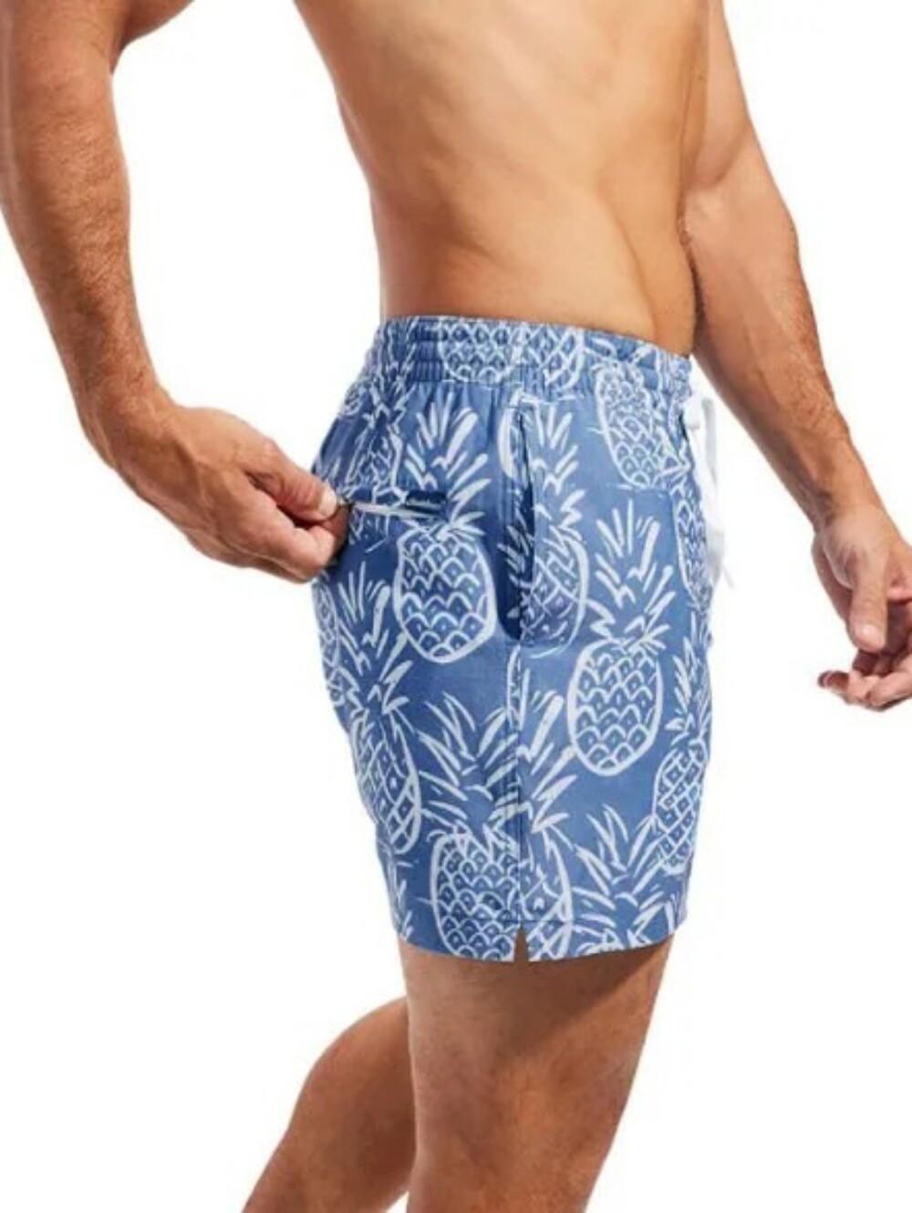 Chubbies Swim Trunks Mens Blue Pineapple Naples Brief Mesh Liner